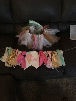 First birthday tutu and banner