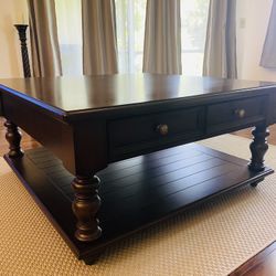  Wood Coffee Table w/ Drawers & Shelf – Excellent Condition”