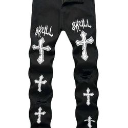 Y2k Cross Graphic Design Jeans