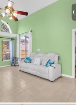 Dual Sofa Recliner - white leather