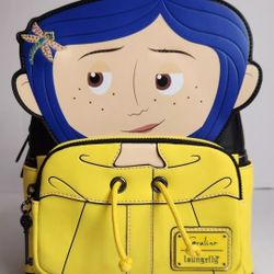 Loungefly Coraline Raincoat Cosplay Mini Backpack NWT Halloween Spooky Scary
