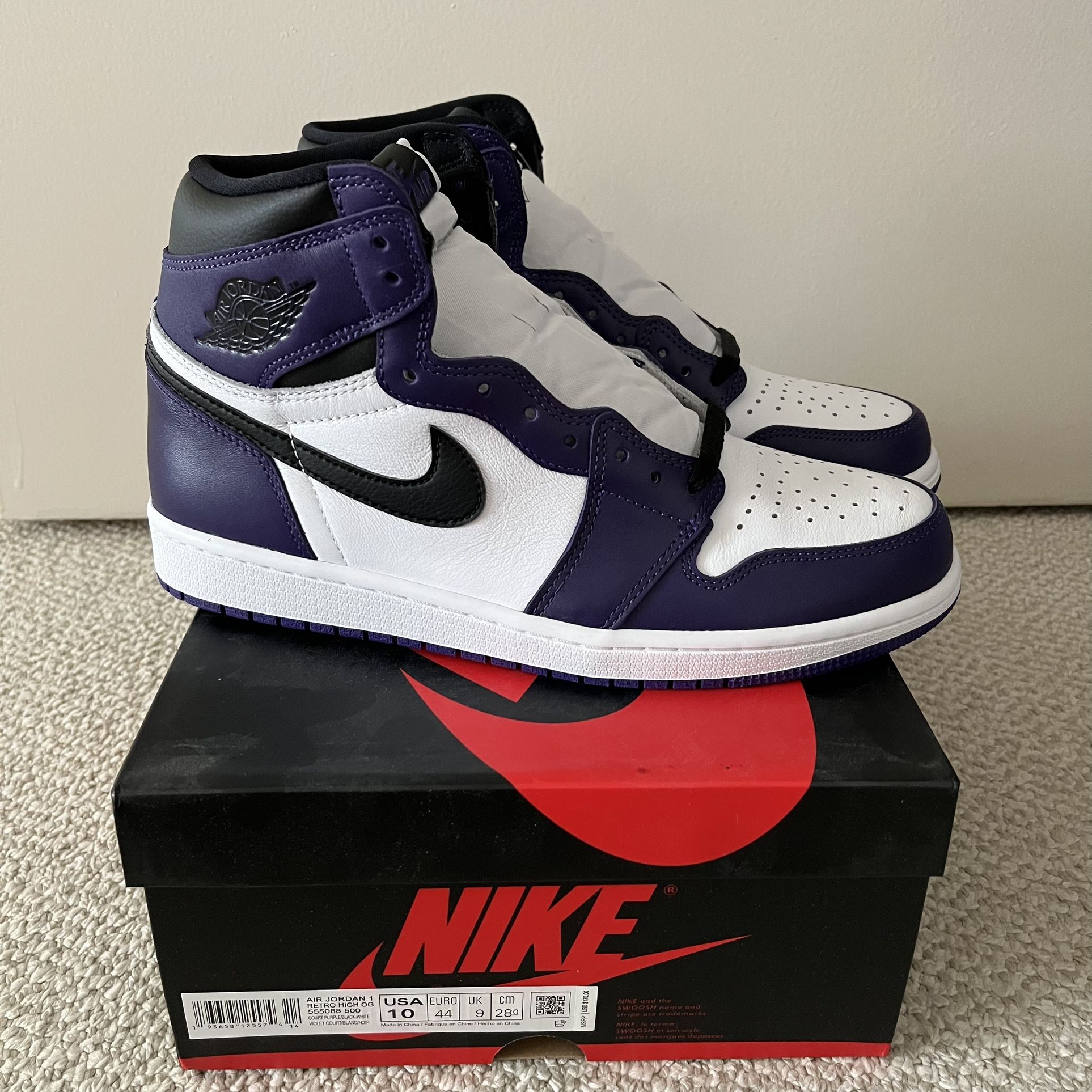 Air Jordan High OG Purple White New Size 10