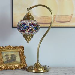 Handmade Mosaic Glass Table Lamp | Turkish Style Bedside Light | Vintage Boho Home Decor