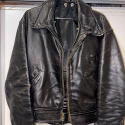 Vintage 60s Motorcycle Jacket Zipper Needs Work Heavy Leather Talon Zipper 