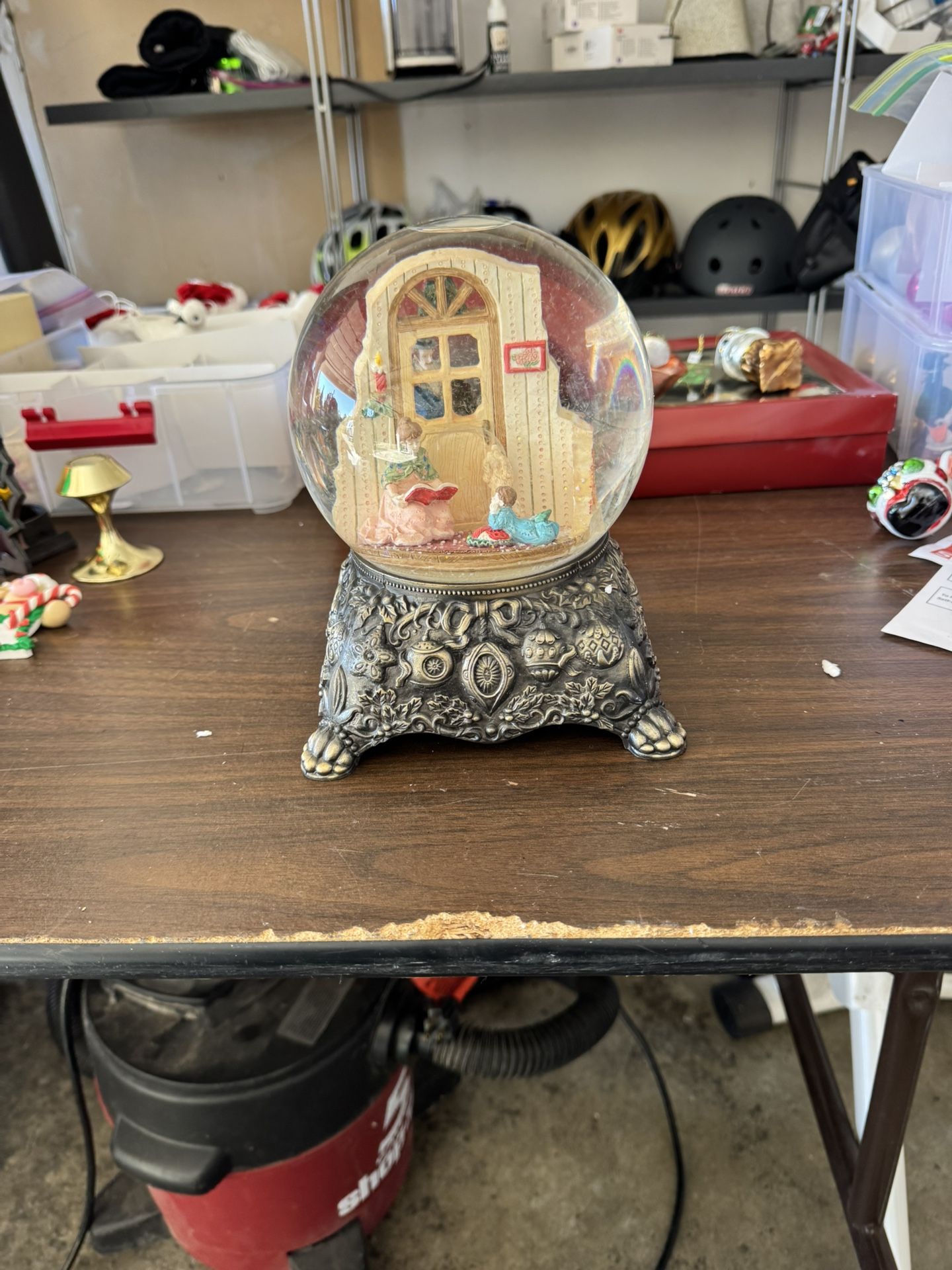 6” Diameter Music Box Holiday Snow Globe