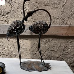 Two Metal Flamingo’s For The Garden