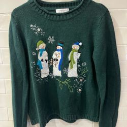 Christmas Holiday Crew Sweater Christopher & Banks Sz Small