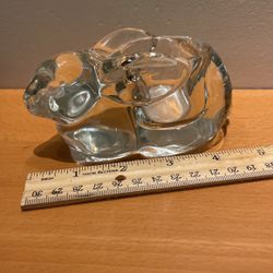 Heavy Glass Bunny, Rabbit , Solid With A Hole In The Back To Hold Candle, Flowers,candy, etc