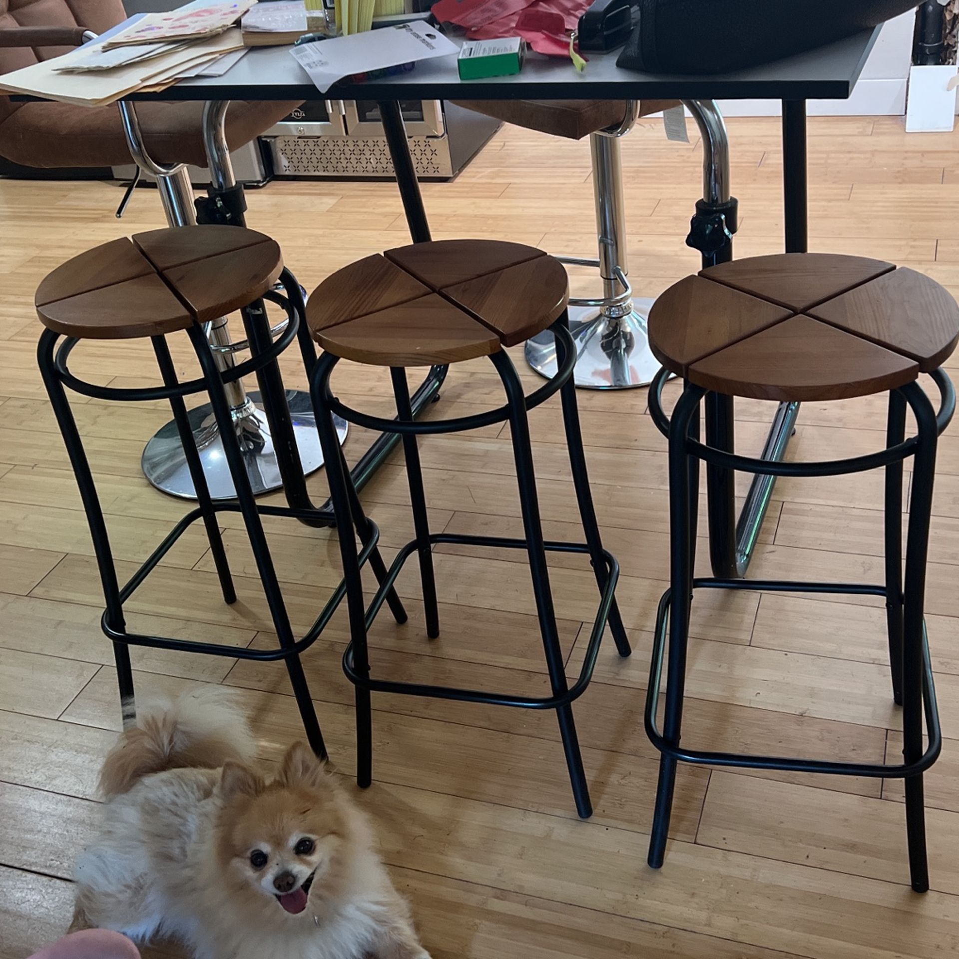IKEA Agne 3 Barstools Great Condition Wood And Metal