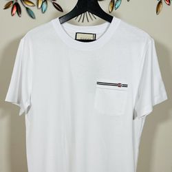 GUCCI POCKET EMBROIDERED COTTON T-SHIRT SS24