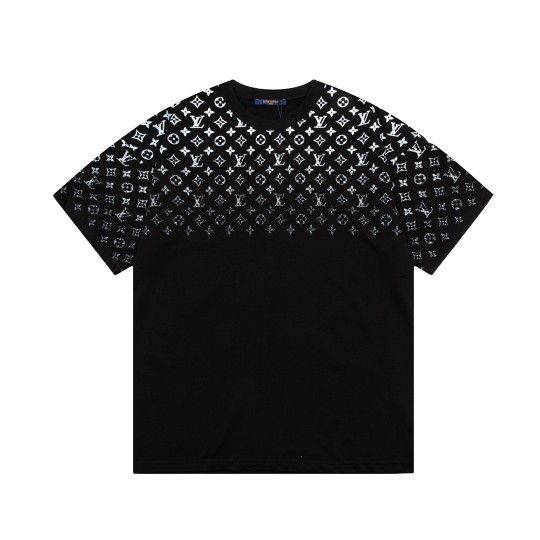 Men's black and white graffiti print short-sleeved T-shirt