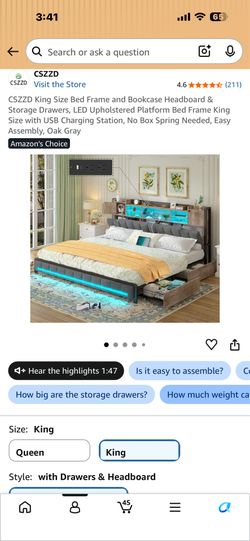 King bed frame with storage