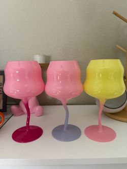Wine Glasses – Colorful Glass Set of 3 – $10