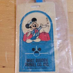 Vintage Mickey Mouse Luggage Tag Collectible Disney Disneyland Disney World