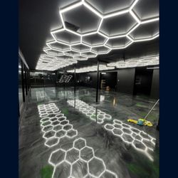 Ceiling Hexagon Led Light 14 Hex White LED 15.8feet X 8feet