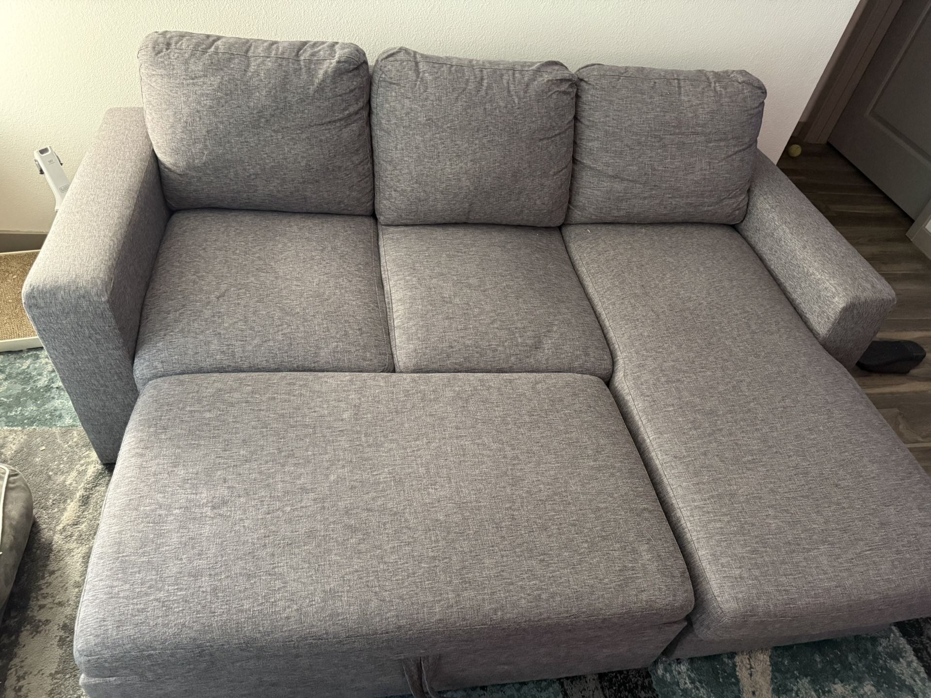 L Shaped Sectional Sleeper Sofa Bed, Reversible Pull Out Couch with Storage Chaise