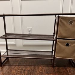 Metal Shoe Rack With 2 Storage Baskets