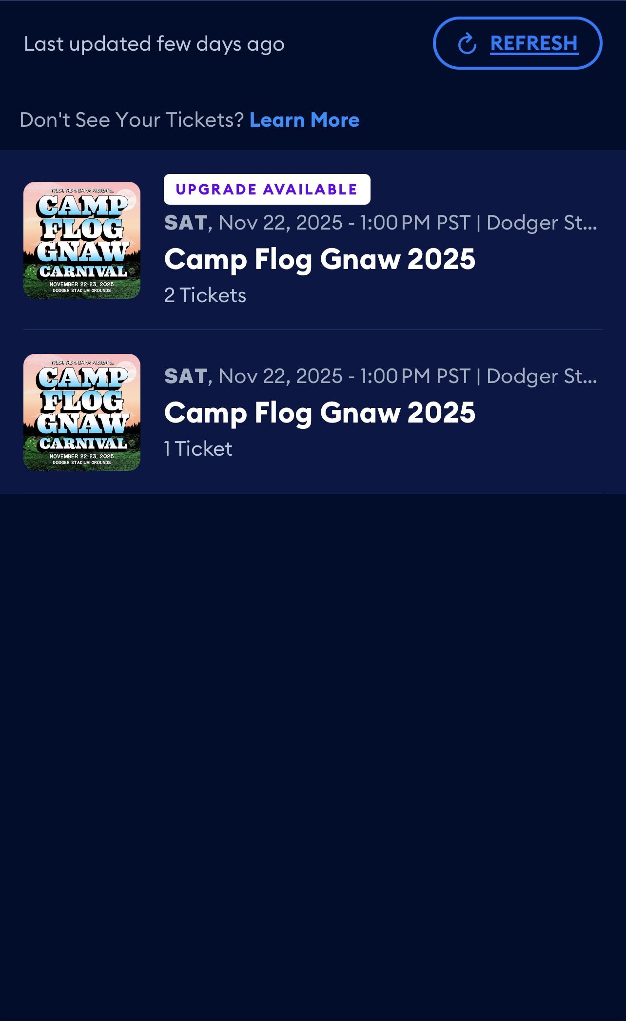 CAMP FLOG GNAW TICKETS WRISTBANDS