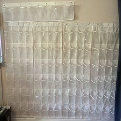Over The Door Shoe Organizer with 24 Crystal Clear Pockets and Hook - Heavy Duty Storage Shoe Holder for Shoes, Accessories, Space Saving Hanging Shoe