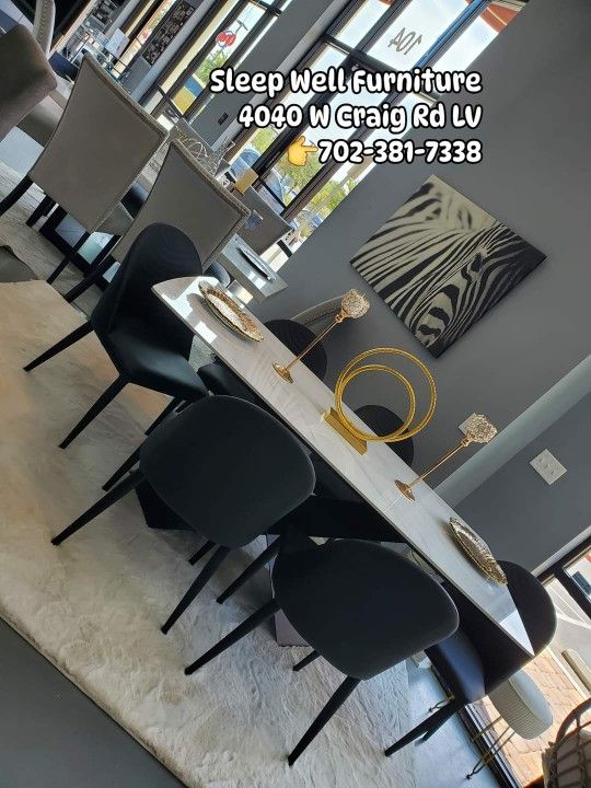 ✨️ 7pc Marble Dining Table, Chairs ✨️ Furniture Sectionals, Queen Bedrooms Avail