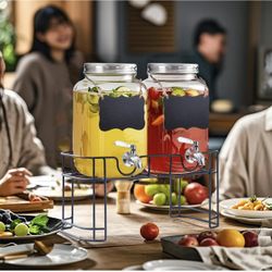 Glass Beverage Dispenser (2 Jars)