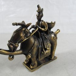 Korean Kingdom Of Silla Dynasty Brass Warrior On Horse Vintage Figure
