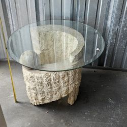 Tessellated Stone Glass Coffee Table