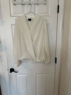 White Long Sleeve Wrap Blouse