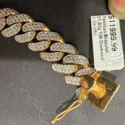 🔥 10K Gold & Diamond Cuban Link Bracelet – Heavy & Icy 🔥