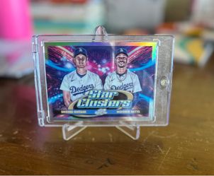 2025 Topps Cosmic Chrome baseball card featuring Shohei Ohtani and Mookie Betts