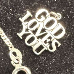 Tiffany & Co. Vintage GOD LOVES YOU Silver Pendant & Chain Beautiful!!