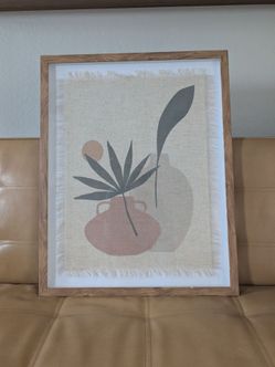 Boho Framed Linen Wall Art mid century modern