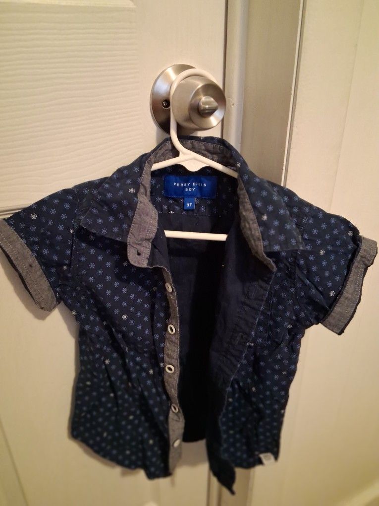 Perry Ellis Short Sleeve Button Down Shirt  3T