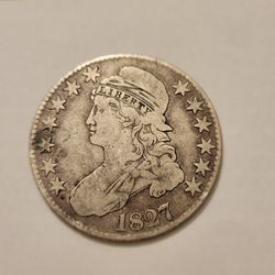 1827 Capped Bust Half Dollar Silver Coin 