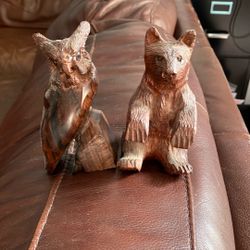 Owl & Bear wooden figurines 