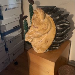 Horse Head statue Table Base  24” x 24”  Clay