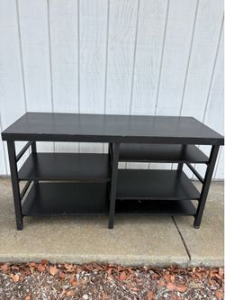 Black entertainment center — adjustable shelves
