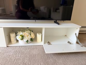 White TV Stand with Storage Cabinet