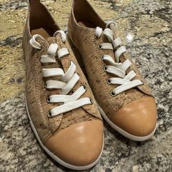 Kork-Ease Sneaker Flats Silva Cork Womens Leather Cap Toe Brown US 8.5