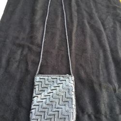Silver Beaded Evening Bag 