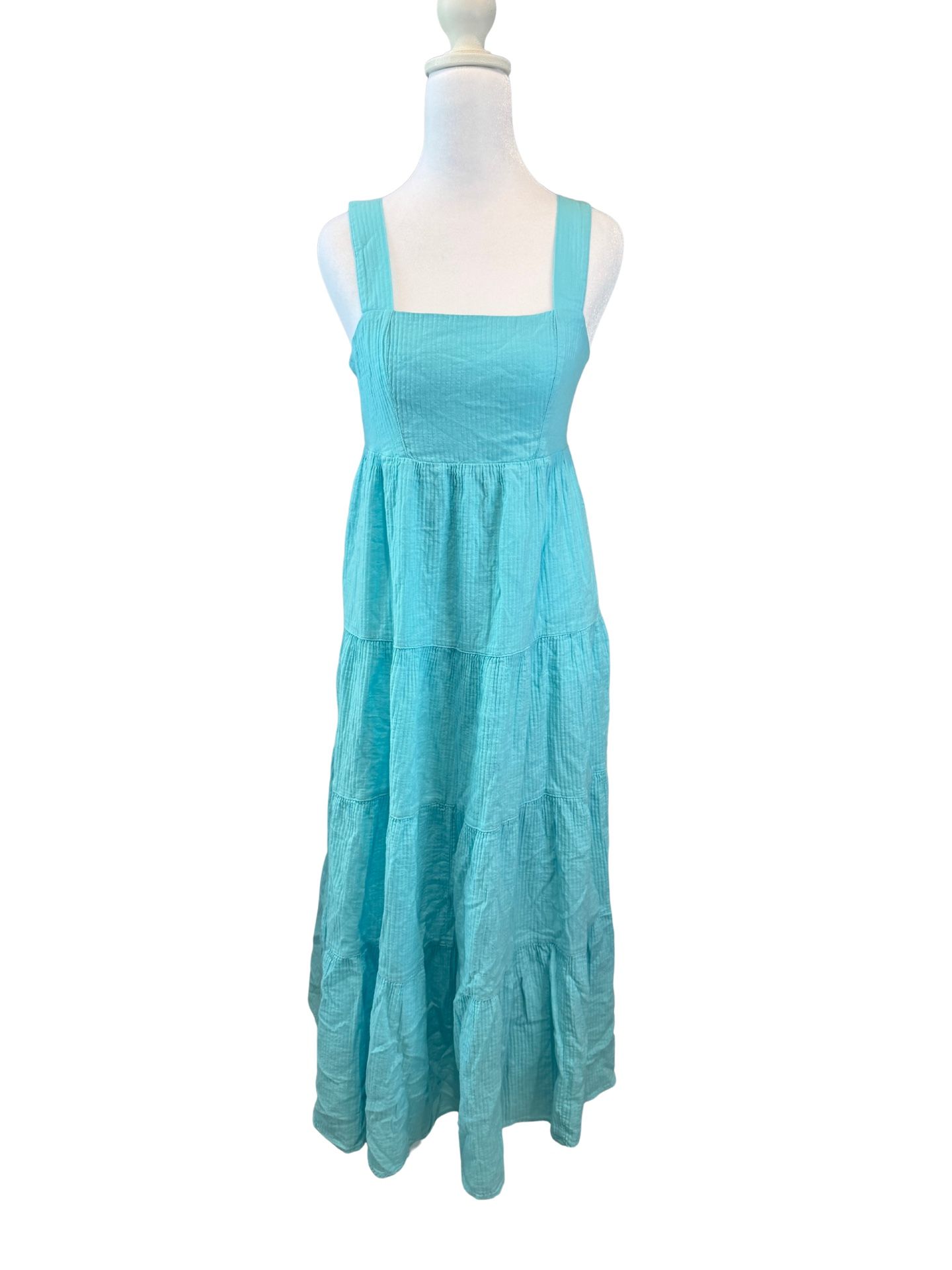 NWOT Juniors' SO® Women’s Square Neck Tiered Midi Dress Size S Cotton