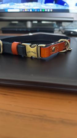 Zig Zag Dog Collar,adjustable Brass-Leather