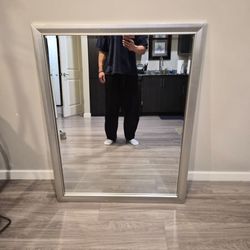 Large 36x46 Silver Framed Wall Mirror – Excellent Condition