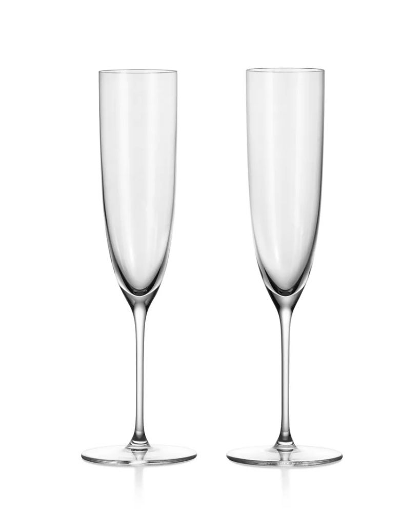 Original Tiffany & Co. Crystal Champagne Flutes – New in Box (Set of 2)