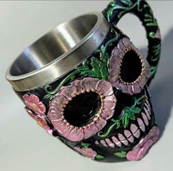 Ebros Gothic Day of The Dead Sugar Skull Mug 12 Oz • Halloween, Skull Mugs, Coffee Cups, Crazy Gifts, Skulls & Flowers, Gifts, Spooky Mugs & Gifts, St