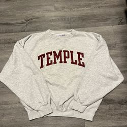 VTG Temple University Crewneck Sweatshirt Gear Big Cotton Pullover Size 2XL GRAY