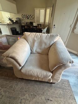Oversized Cream Fabric Accent Chair