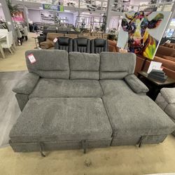 Jordan Charcoal 2pc L Shaped Sectional Sleeper w/ Storage
