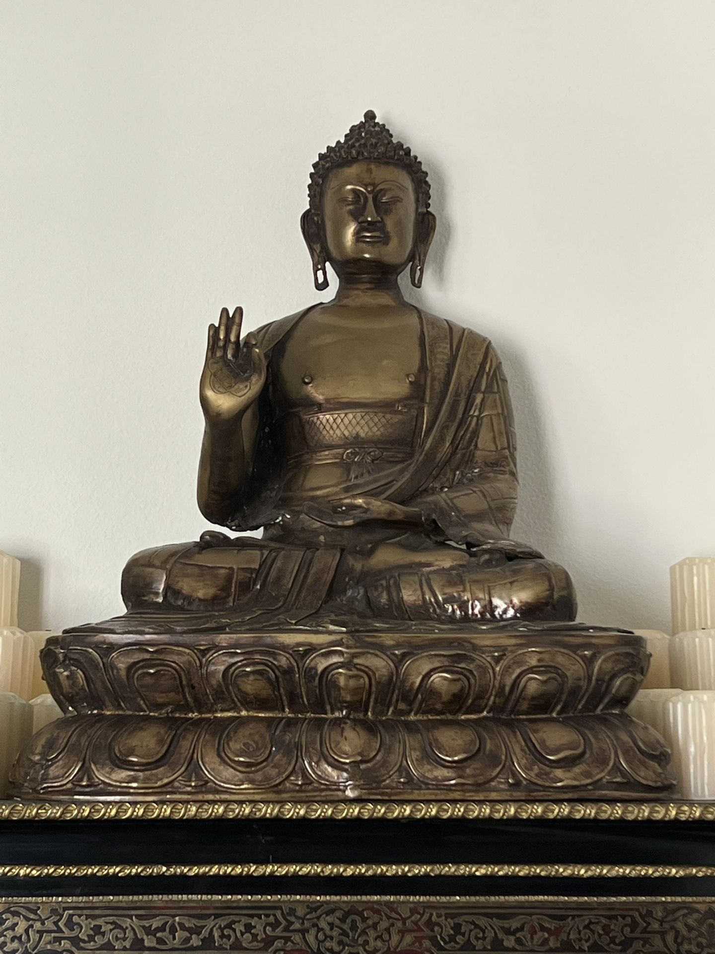 Huge 26” Tall Antique Sino Tibetan Bronze Seated Buddha Excellent condition