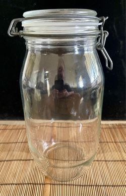 Vintage Arc France 2 Liter Glass Airtight Storage Canister w/ New Gasket, Wire Bail, Flip Top Clamp